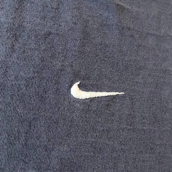 Vtg Y2k Nike Mini Swoosh Essential Shirt Navy Blue Faded Thrashed Silver Tag XL - Picture 4 of 14